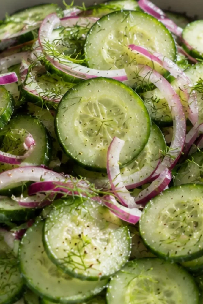 Overnight Marinated Cucumber and Red Onion Salad