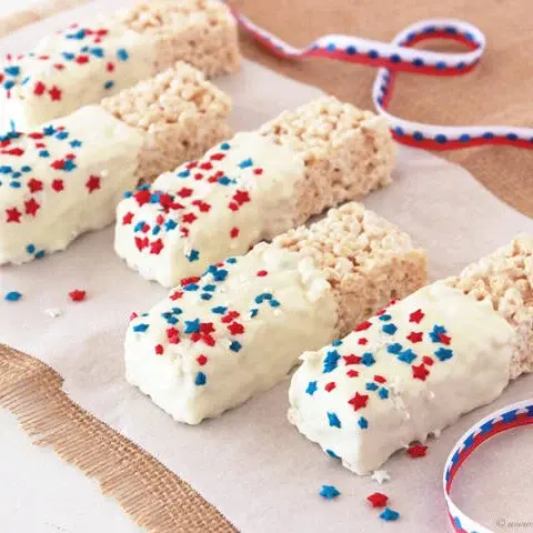 Gluten-Free Vegan Patriotic Rice Krispie Treats