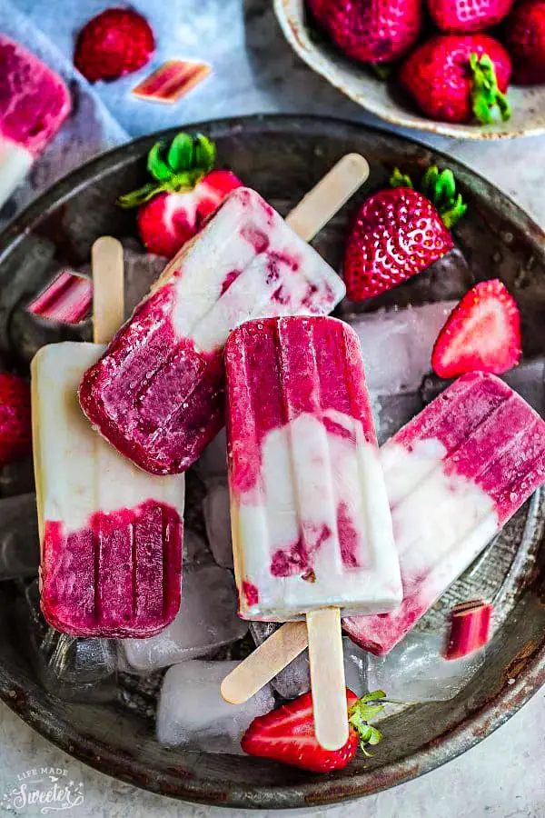 Vegan Strawberry Popsicles with Coconut Cream