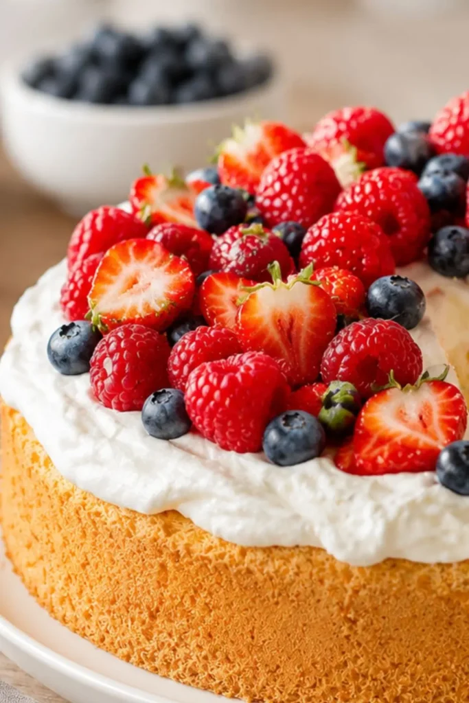 Vegan Angel Food Cake with Strawberry Dessert