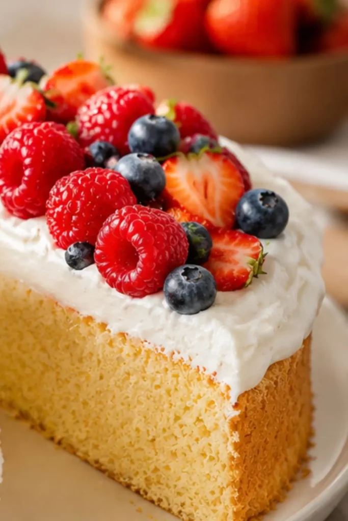 Vegan Angel Food Cake with Strawberry Dessert