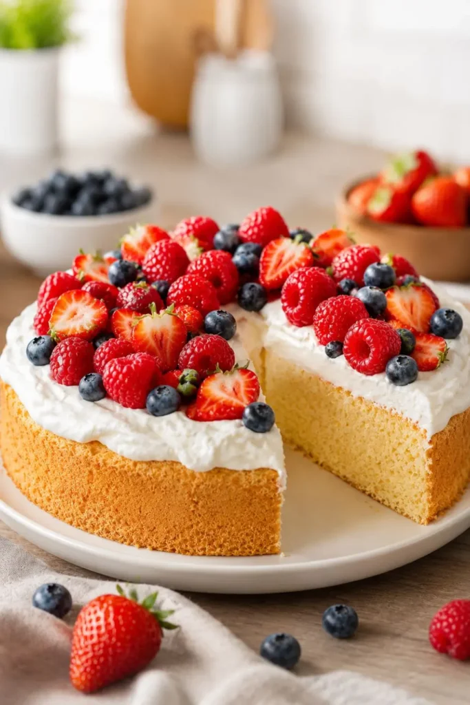 Vegan Angel Food Cake with Strawberry Dessert