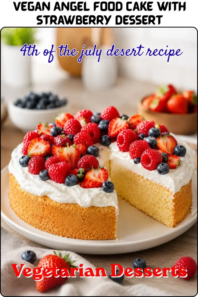 Vegan Angel Food Cake with Strawberry Dessert