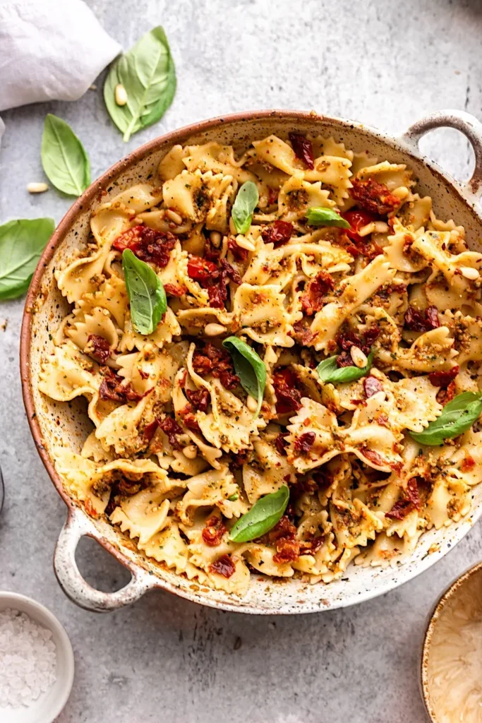 Vegan Pesto Pasta Salad with Sun-Dried Tomatoes