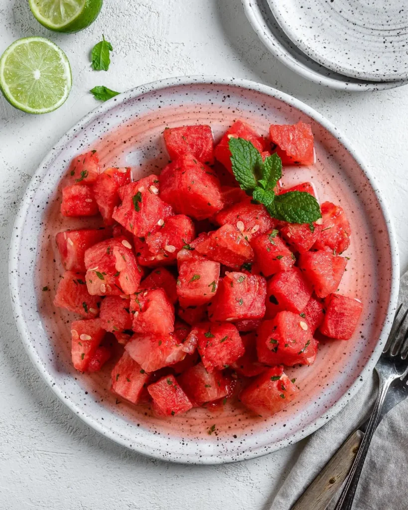 Vegan Watermelon Feta Salad with Mint and Lime