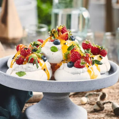 Vegan Mixed Berry Pavlova with Coconut Cream