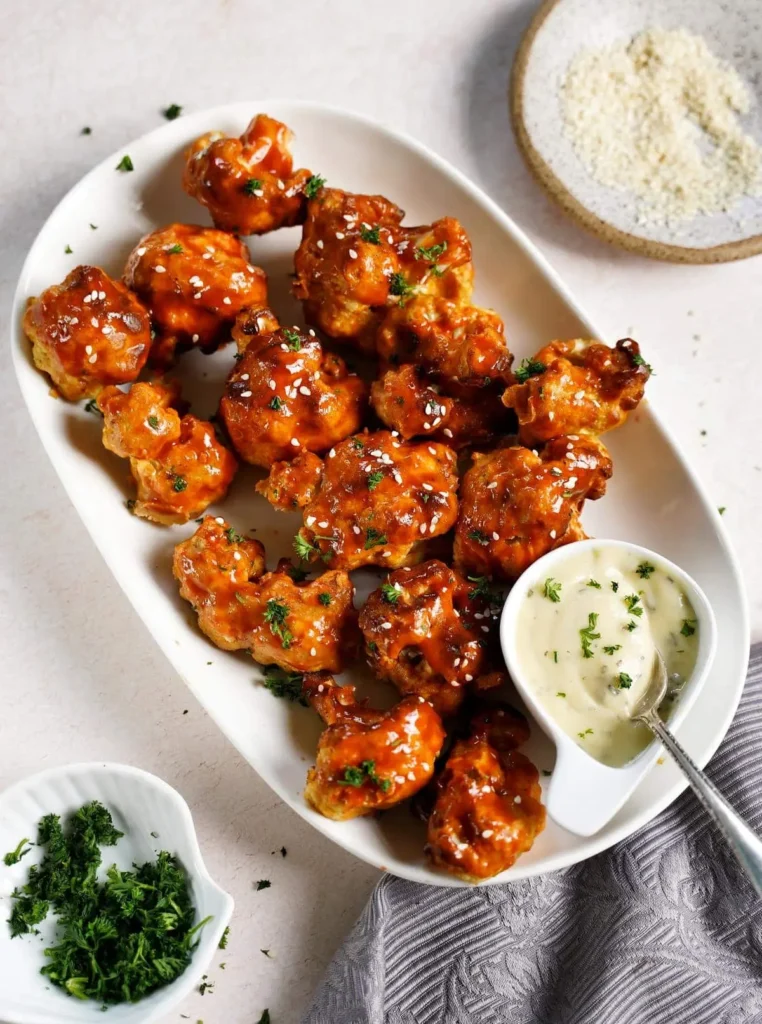 Crispy Vegan Buffalo Cauliflower Wings