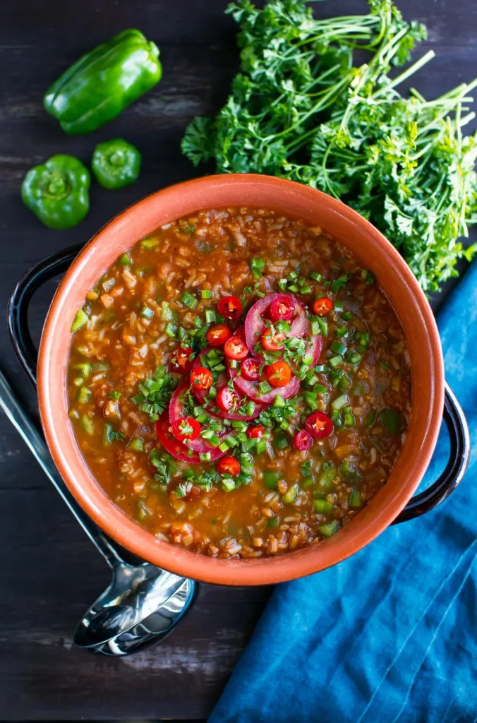 Slow Cooker Vegan Stuffed Pepper Soup
