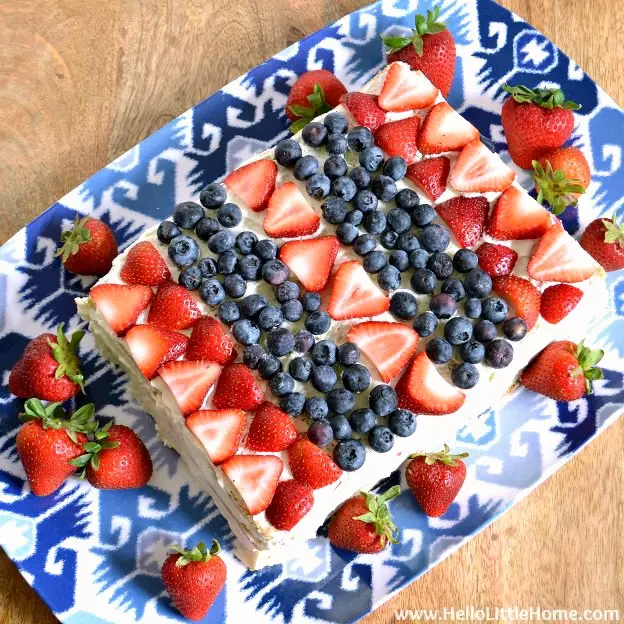 Simple Vegan Red White Blue Icebox Cake