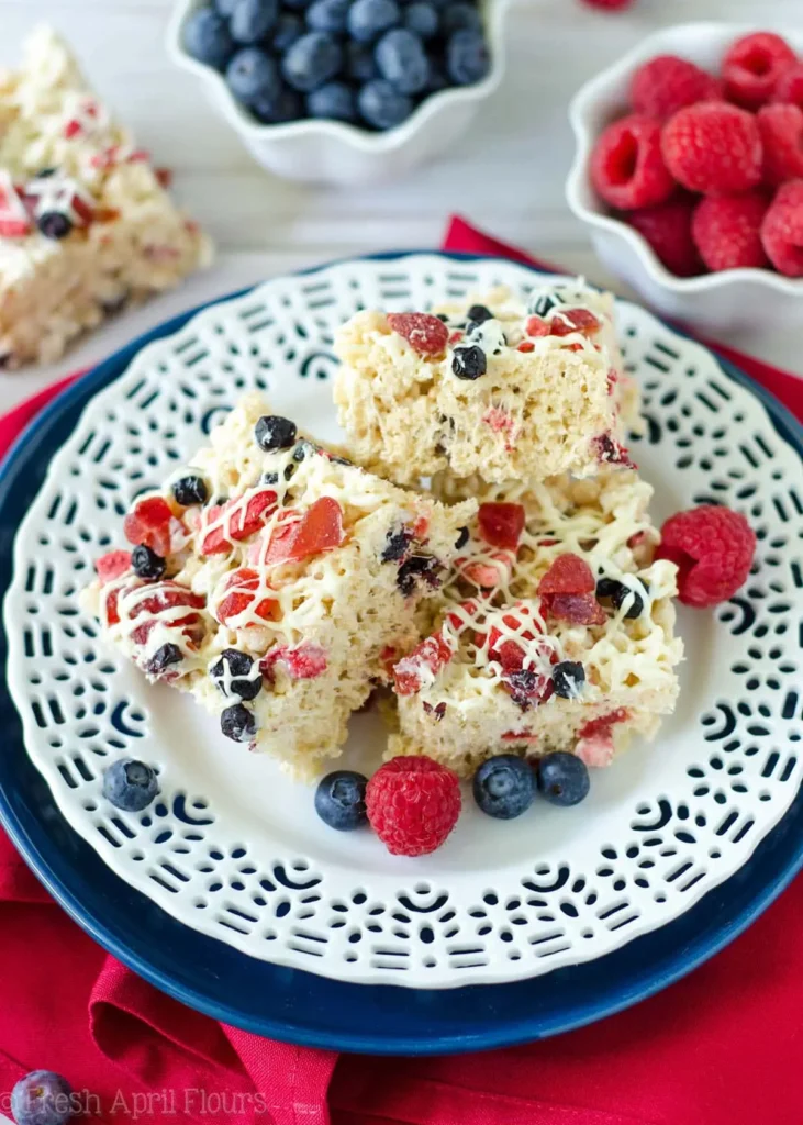 Gluten-Free Vegan Patriotic Rice Krispie Treats