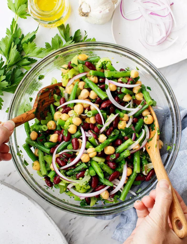 Vegan Three Bean Salad with Sweet and Tangy Dressing
