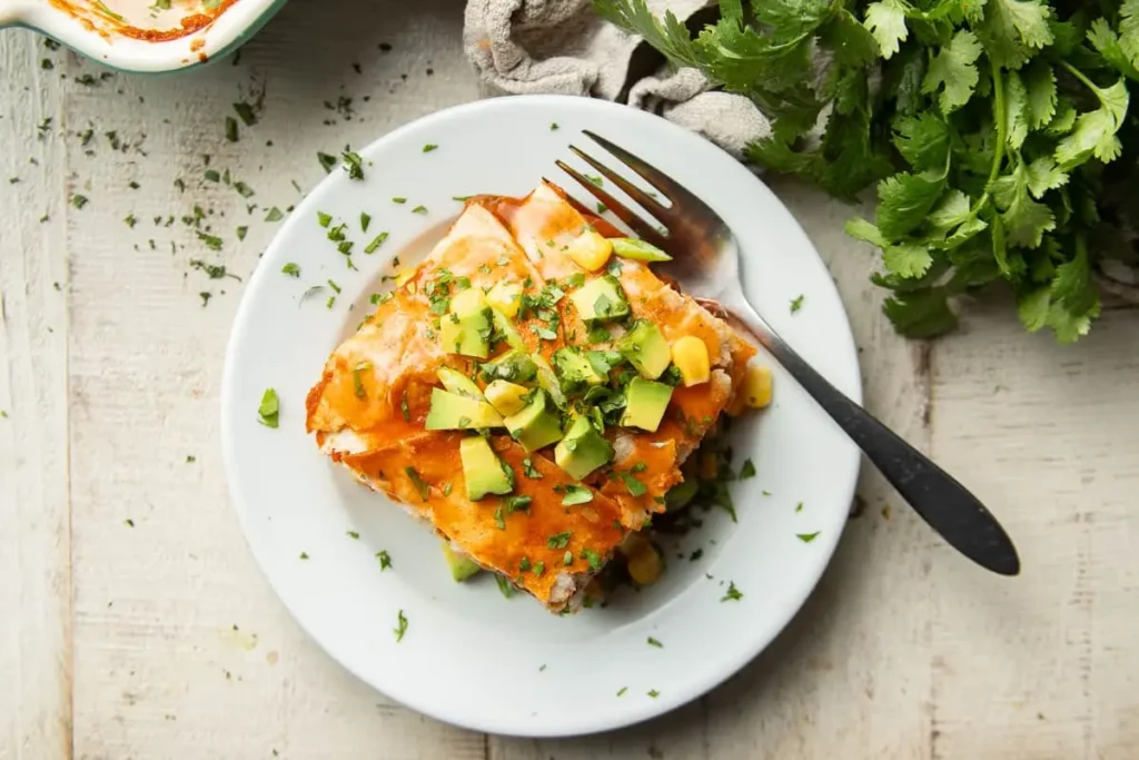 Easy Crockpot Vegan Enchilada Casserole