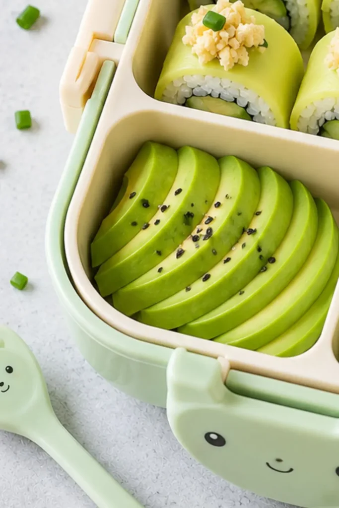 Avocado Sushi Roll & Cucumber Bento Box