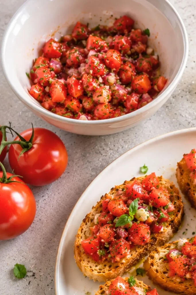 5-Minute Mediterranean Tomato Bruschetta