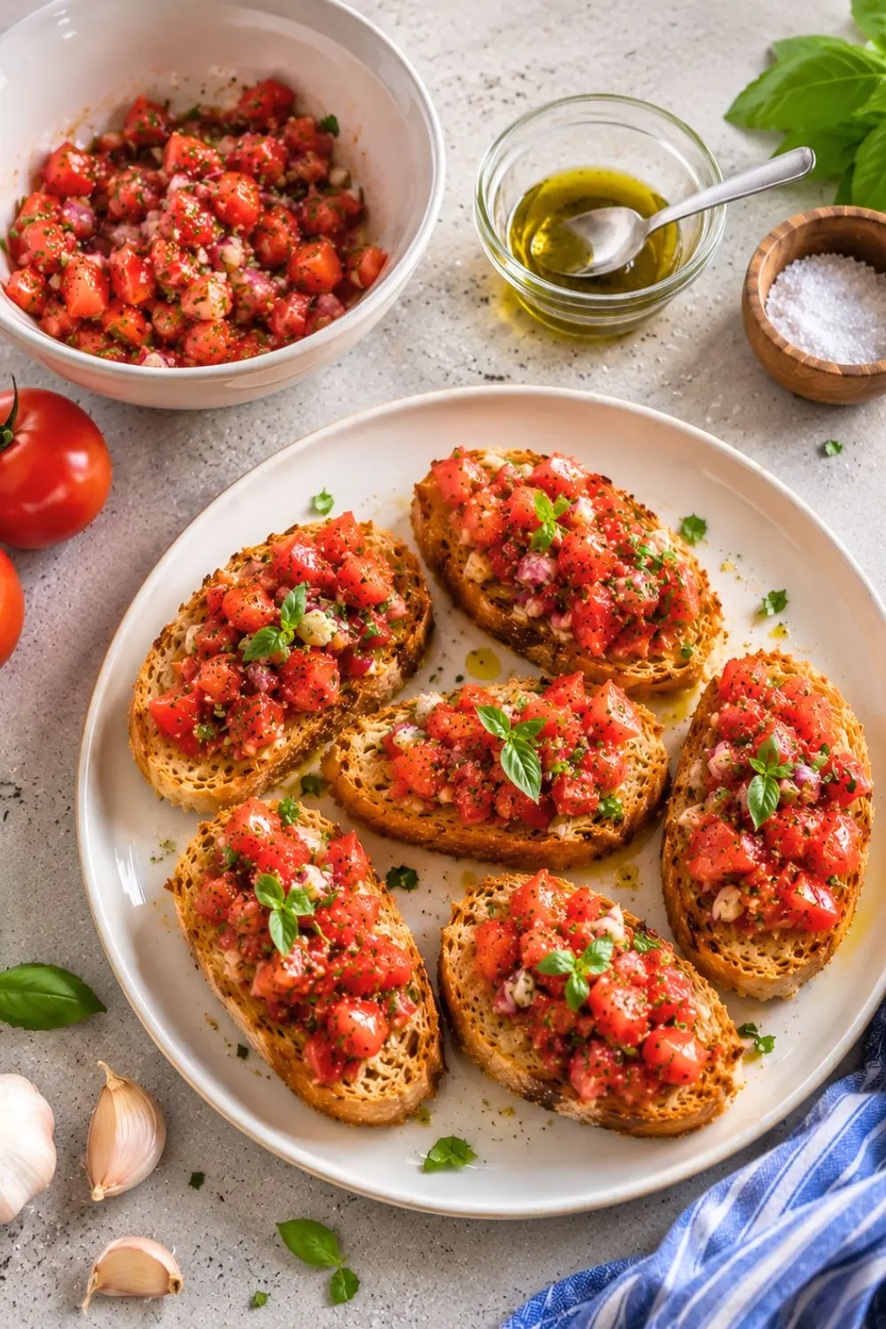 5-Minute Mediterranean Tomato Bruschetta