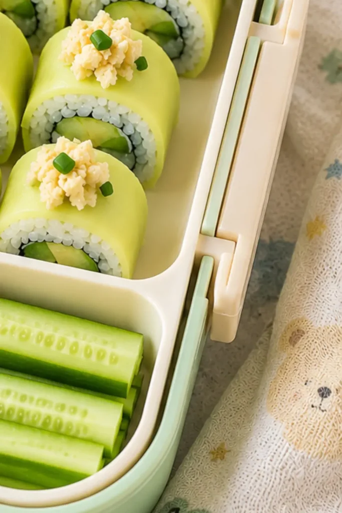 Avocado Sushi Roll & Cucumber Bento Box