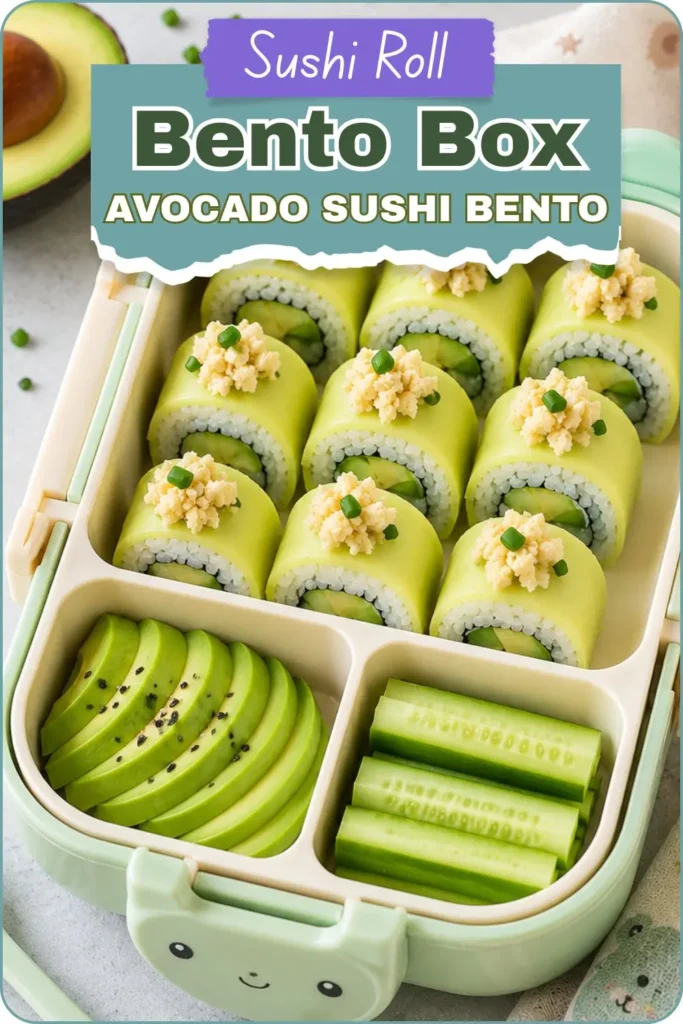 Avocado Sushi Roll & Cucumber Bento Box