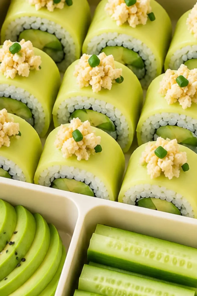 Avocado Sushi Roll & Cucumber Bento Box