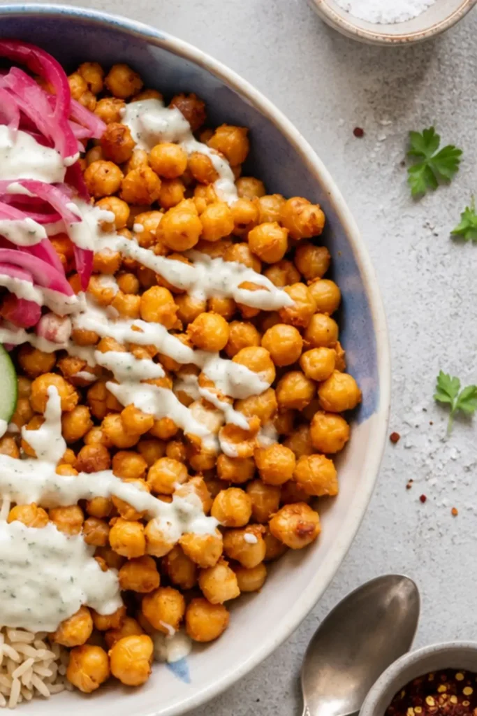 Buffalo Chickpea Salad Bowl with Vegan Ranch