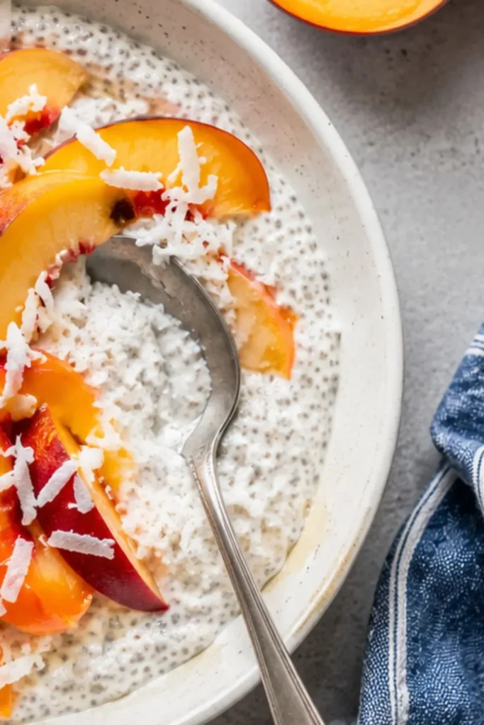 Chia Seed Coconut Pudding with Fresh Summer Peaches