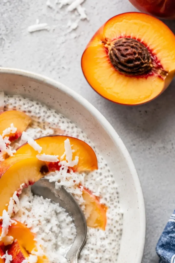 Chia Seed Coconut Pudding with Fresh Summer Peaches