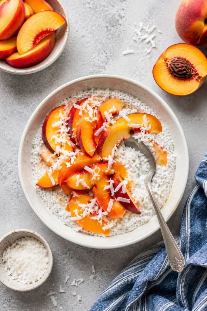 Chia Seed Coconut Pudding with Fresh Summer Peaches