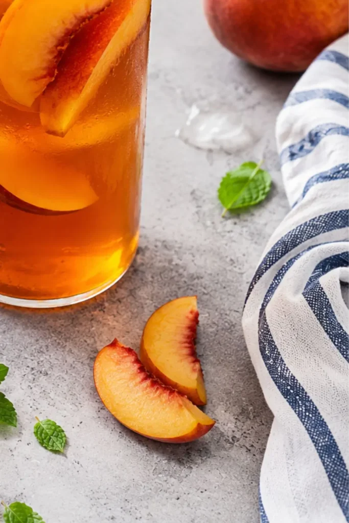 Cold Brew Iced Tea with Fresh Peach Slices