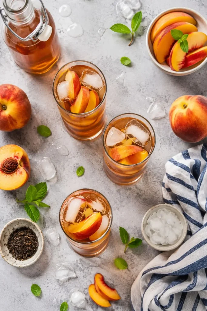 Cold Brew Iced Tea with Fresh Peach Slices