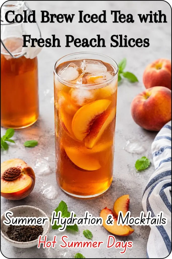 Cold Brew Iced Tea with Fresh Peach Slices