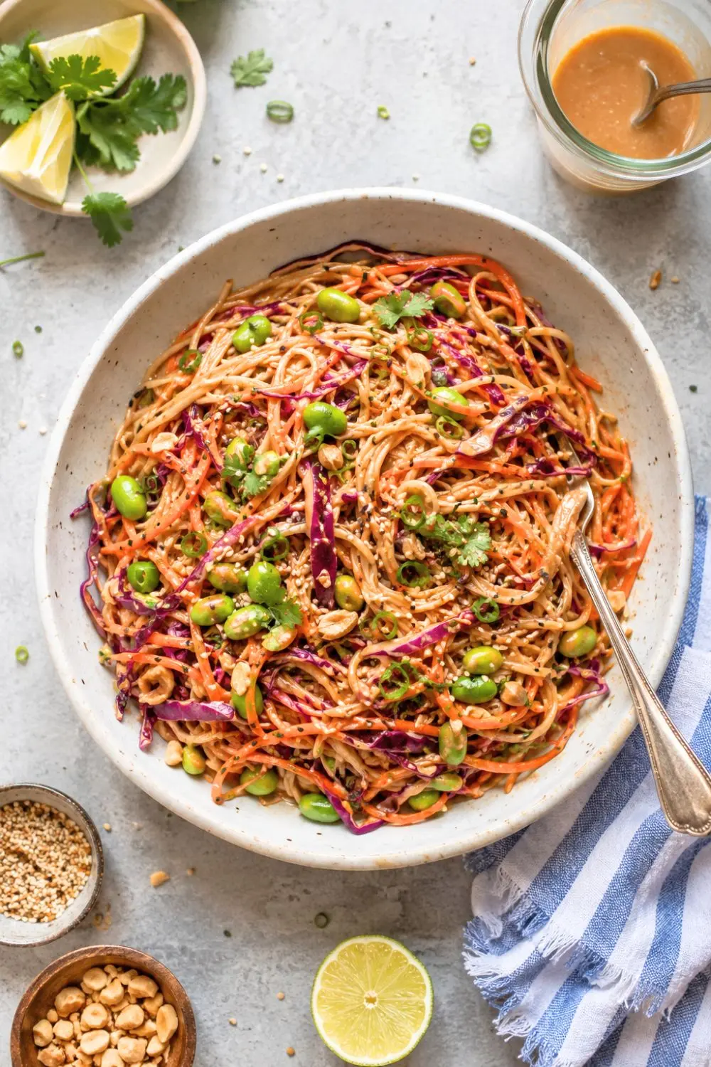 Cold Sesame Peanut Noodles with Crunchy Veggies