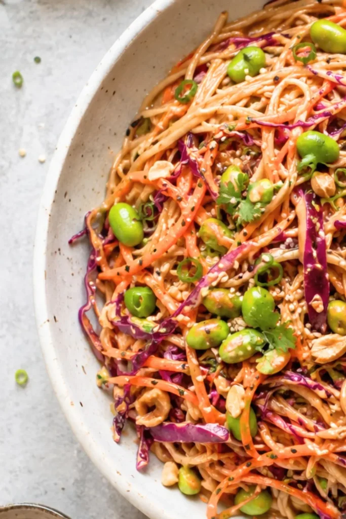 Cold Sesame Peanut Noodles with Crunchy Veggies