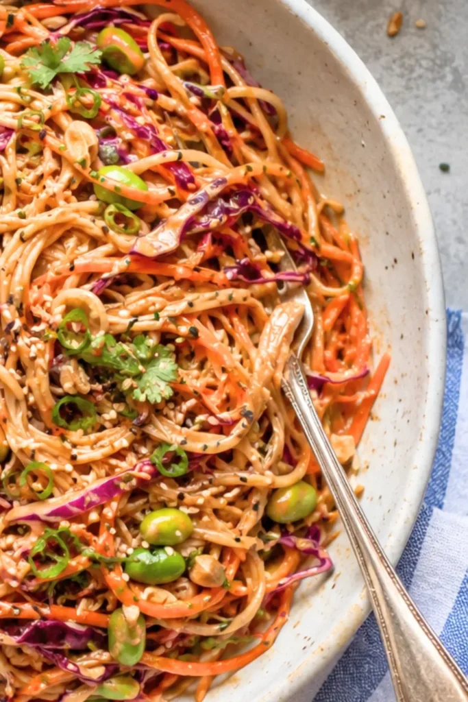 Cold Sesame Peanut Noodles with Crunchy Veggies