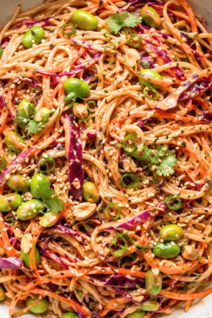 Cold Sesame Peanut Noodles with Crunchy Veggies
