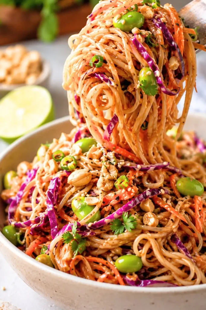 Cold Sesame Peanut Noodles with Crunchy Veggies