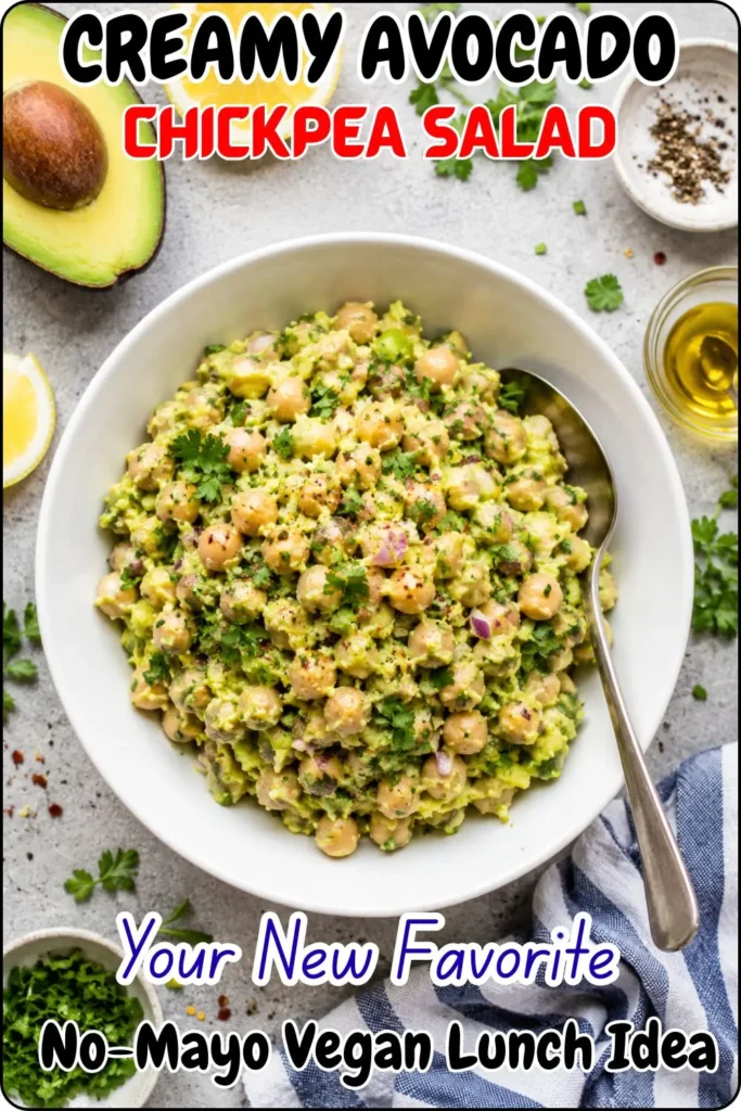Creamy Avocado Chickpea Salad (No-Mayo Vegan)