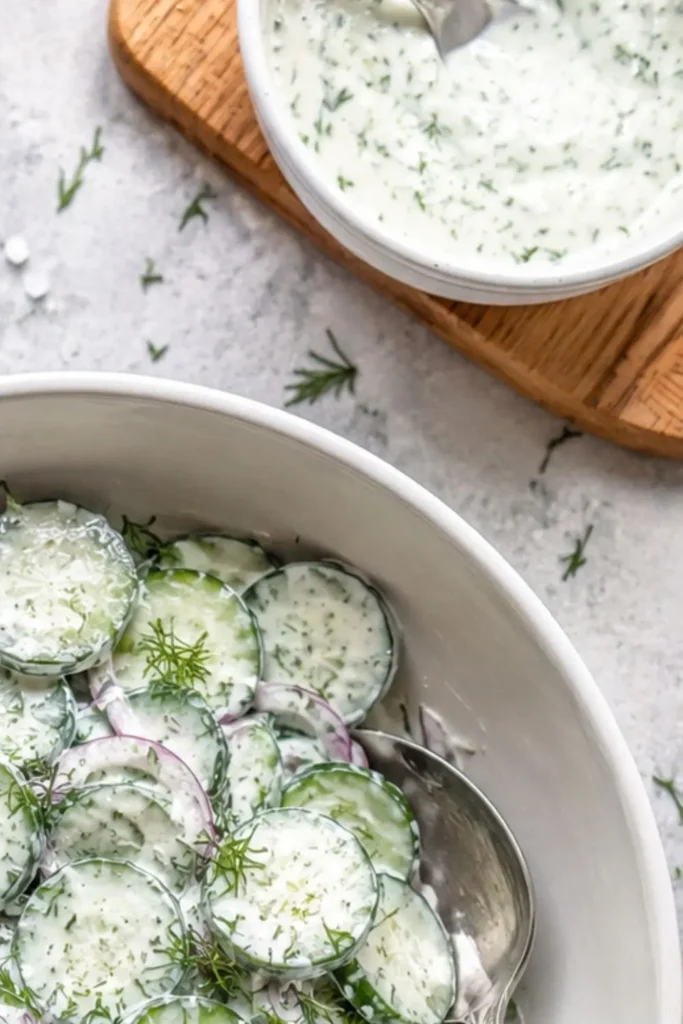 Creamy Vegan Garlic & Herb Cucumber Tomato Salad