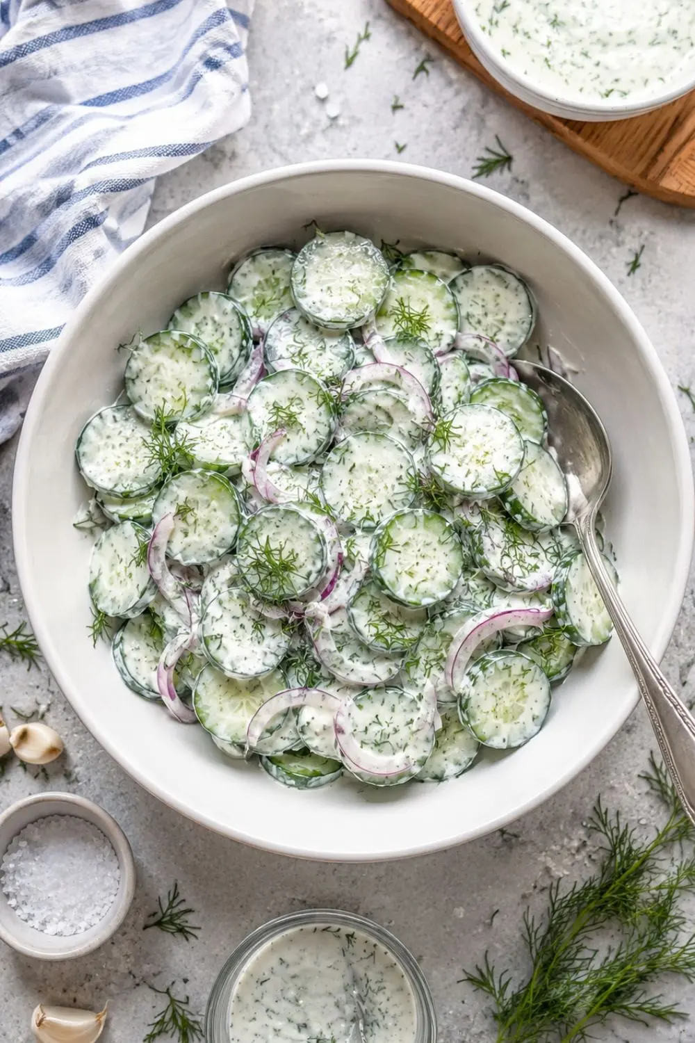 Creamy Vegan Garlic & Herb Cucumber Tomato Salad
