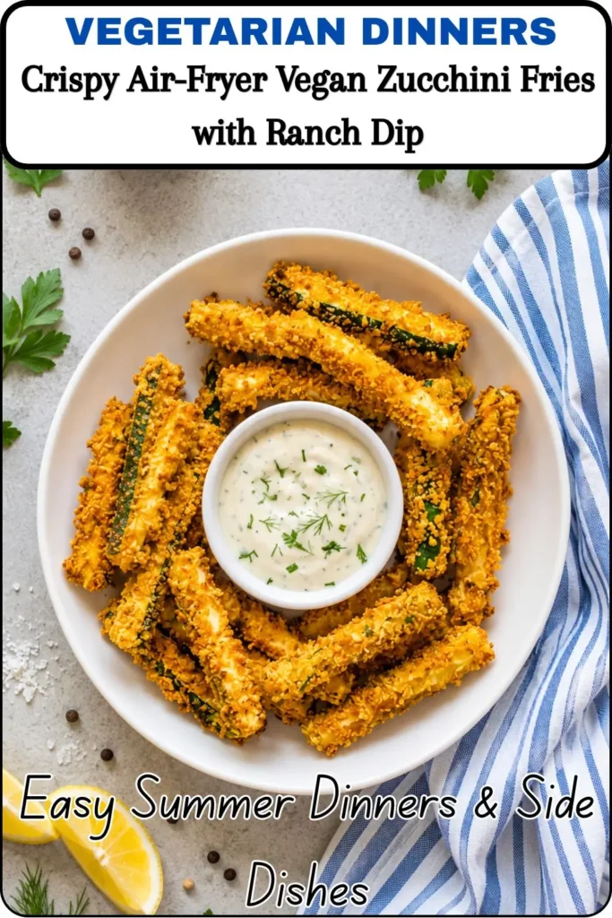 Crispy Air-Fryer Vegan Zucchini Fries with Ranch Dip