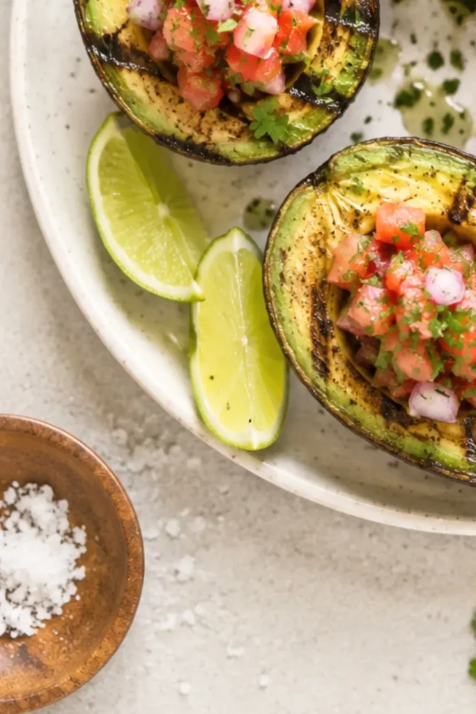 Crispy Grilled Avocado Halves with Cilantro Lime Drizzle