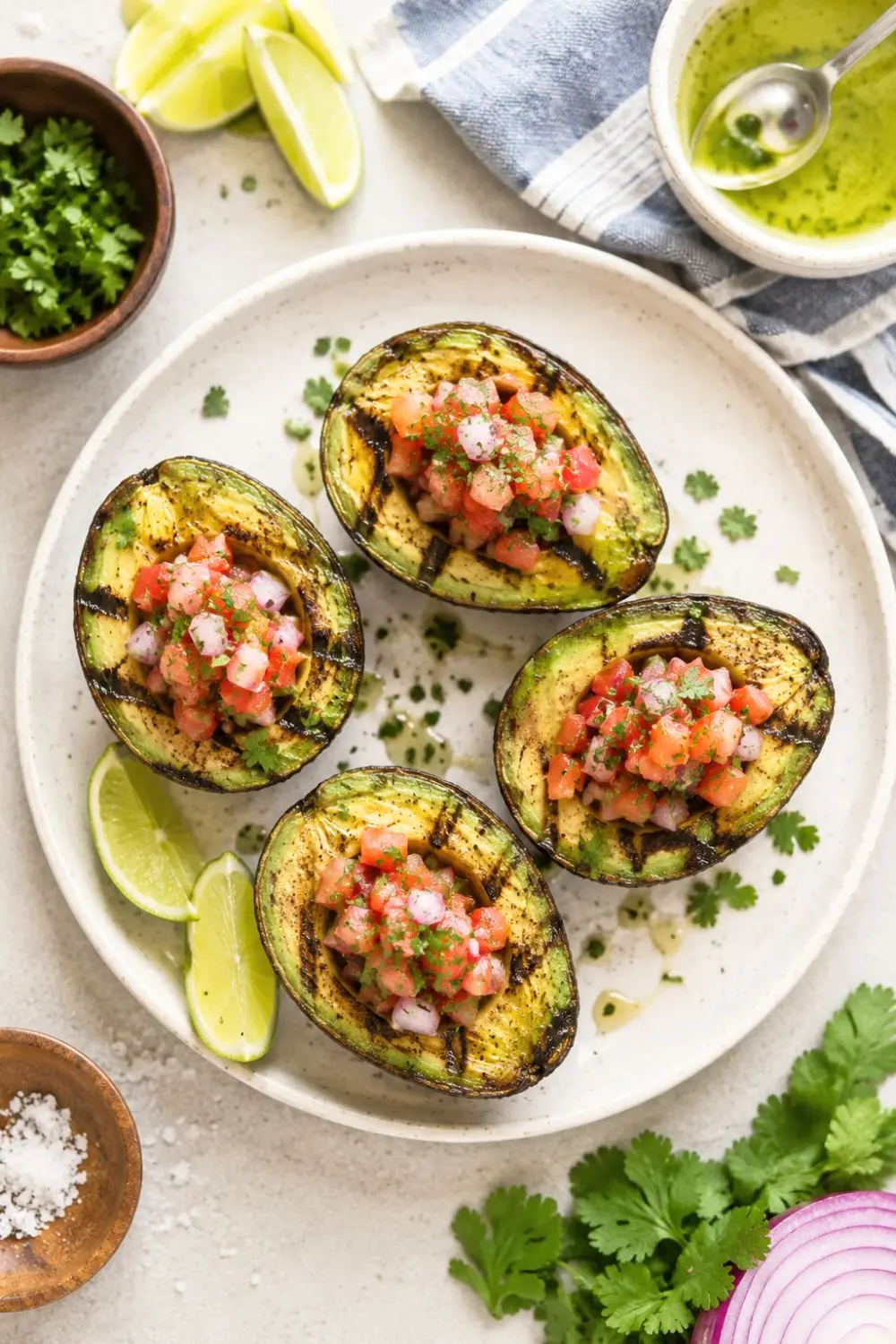 Crispy Grilled Avocado Halves with Cilantro Lime Drizzle