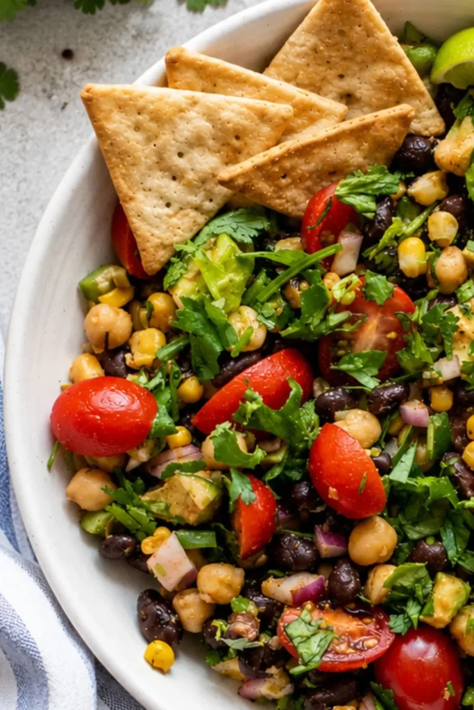 Crunchy Southwest Black Bean & Chickpea Fiesta Salad