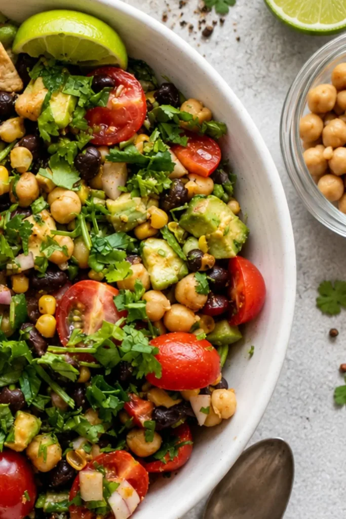 Crunchy Southwest Black Bean & Chickpea Fiesta Salad