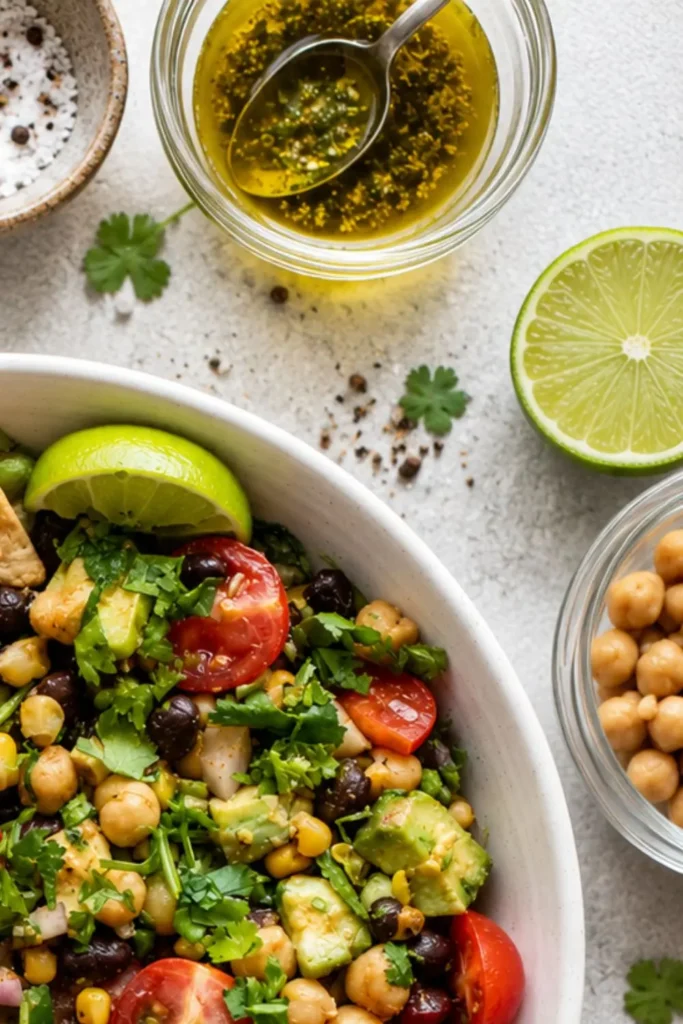 Crunchy Southwest Black Bean & Chickpea Fiesta Salad