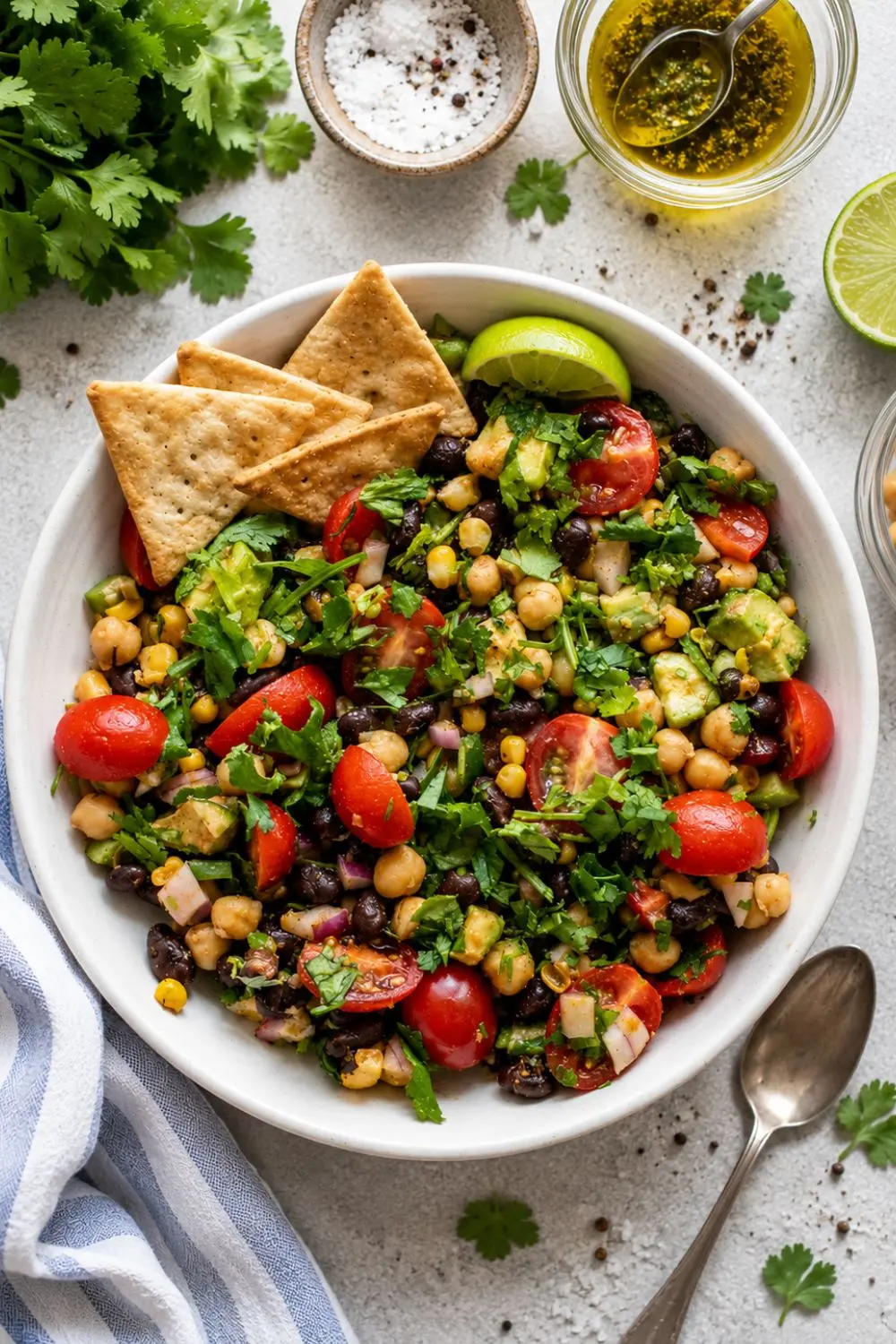 Crunchy Southwest Black Bean & Chickpea Fiesta Salad