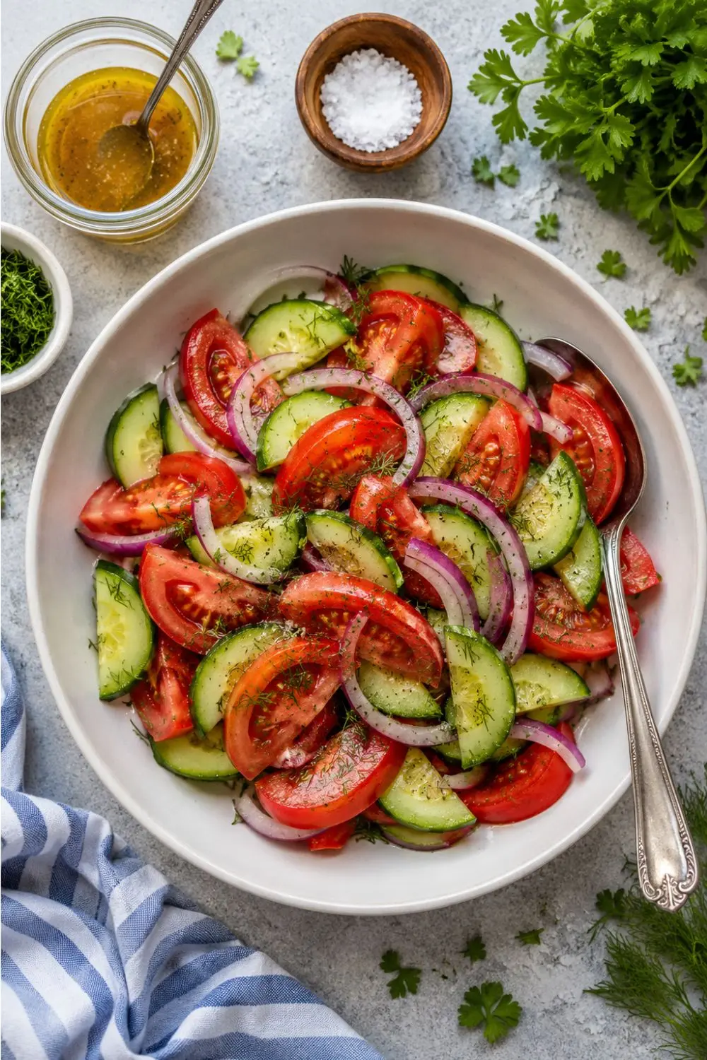 Easy Everyday Cucumber Tomato Salad with Red Onion