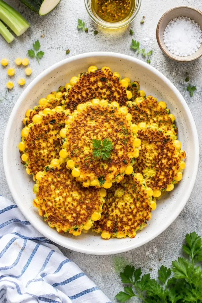 Easy Vegan Zucchini & Sweet Corn Summer Fritters Fresh