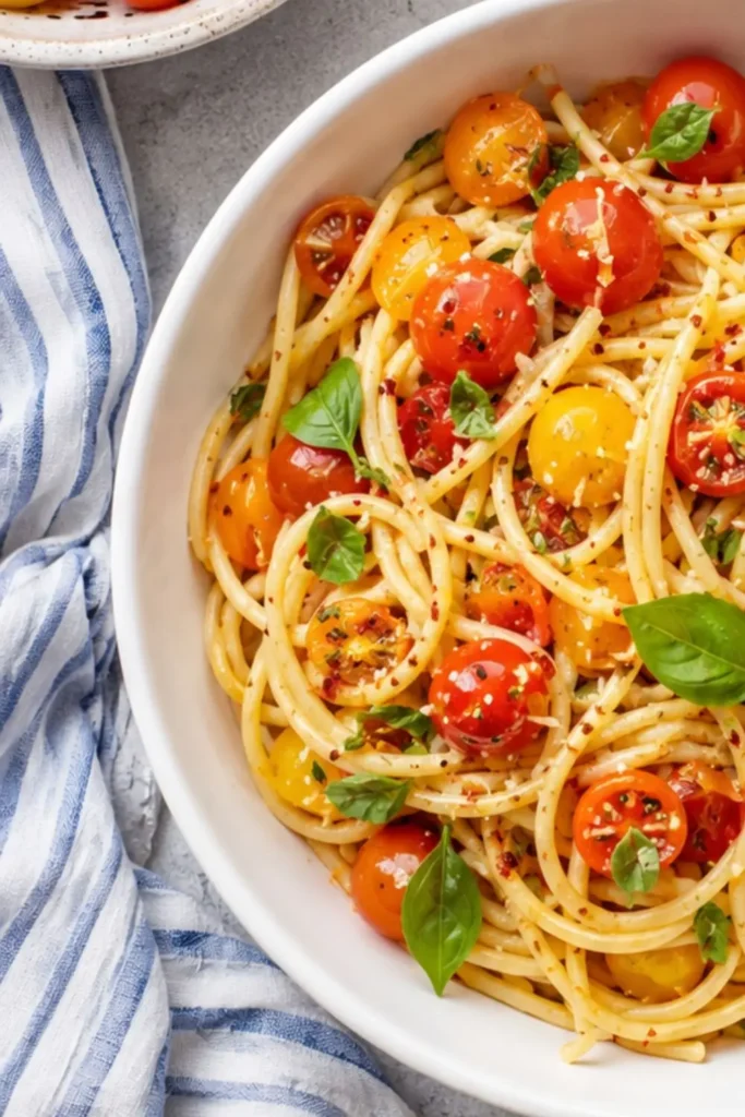 Fresh Summer Tomato & Basil Pasta with Garlic Oil