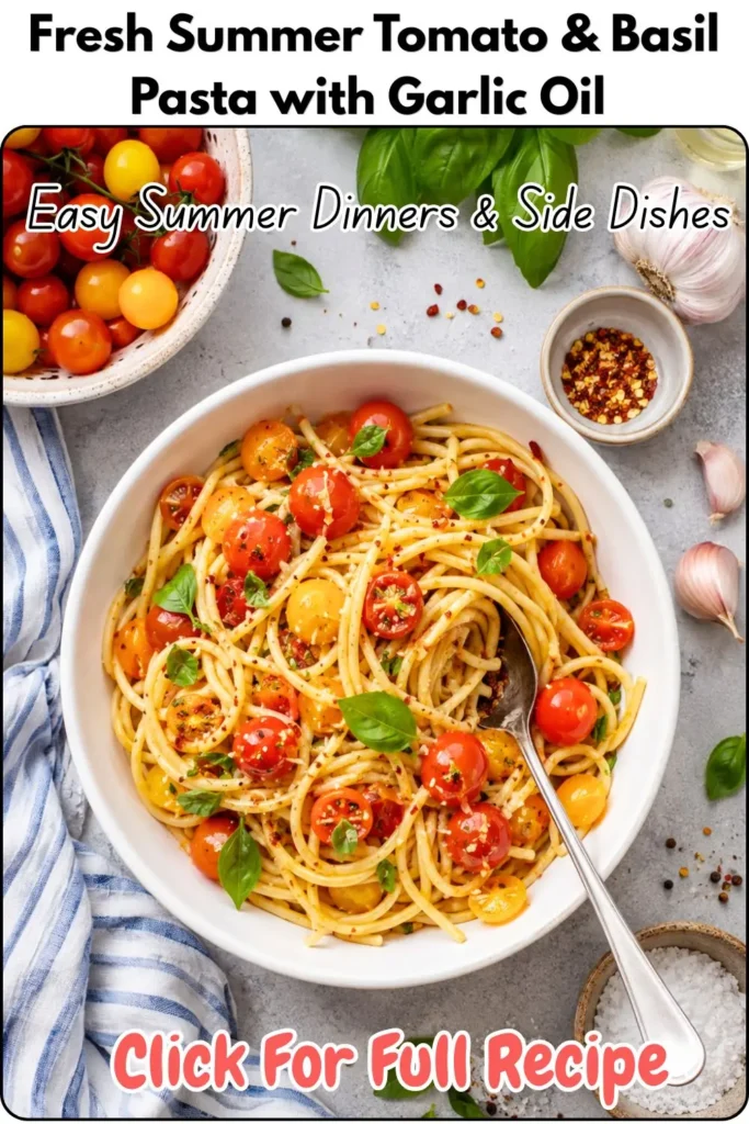 Fresh Summer Tomato & Basil Pasta with Garlic Oil
