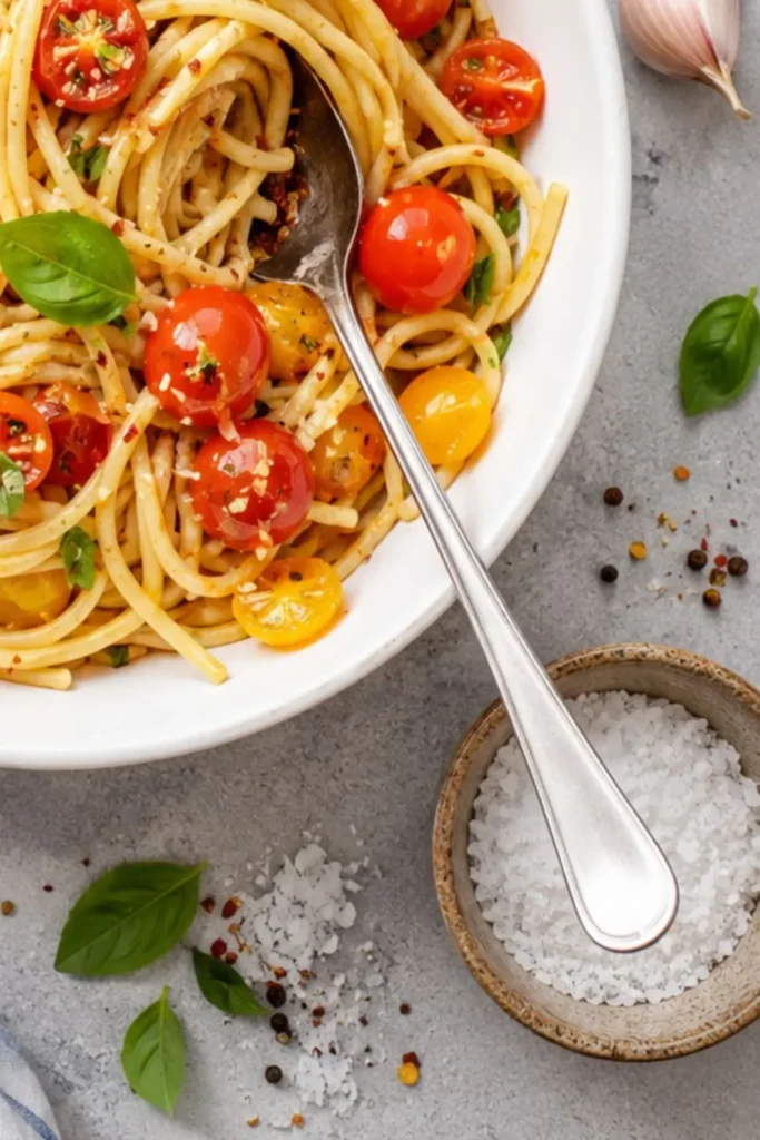 Fresh Summer Tomato & Basil Pasta with Garlic Oil