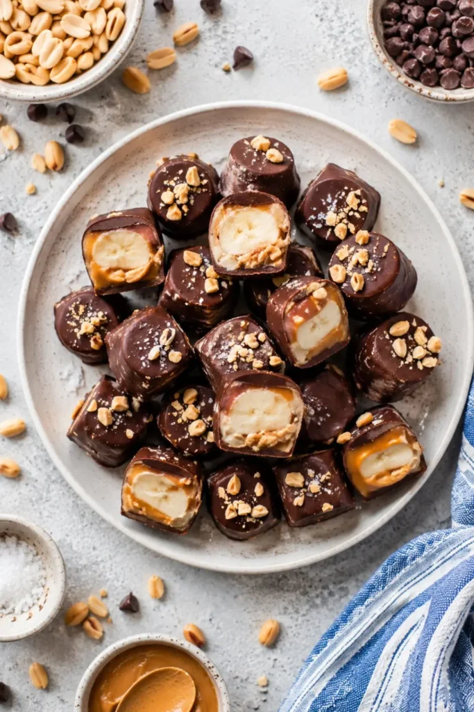 Frozen Vegan Snickers Banana Bites